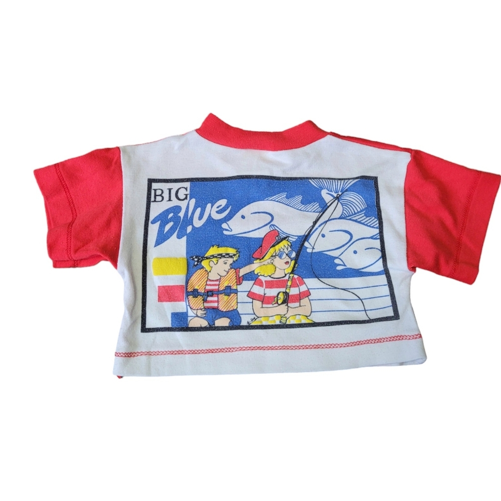 Vintage 1990s Winnie the Pooh fishing Big Blue cropped graphic t-shirt
